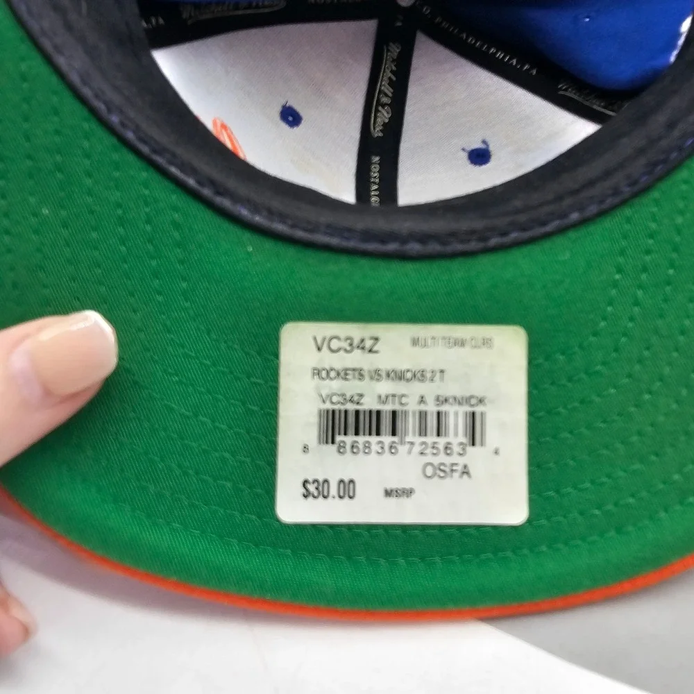 Mitchell & Ness 1994 NBA Finals Rockets vs Knicks Snapback Hat Blue Orange VC34Z